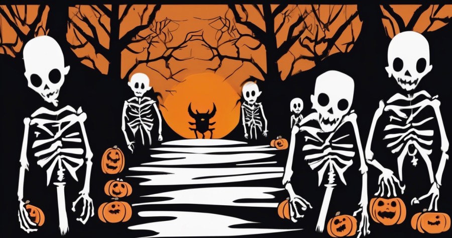 Gals and Ghouls out to play, AI Generated. Poem as prompt, stable-diffusion-xl-base-1-0 with seed 1870985547